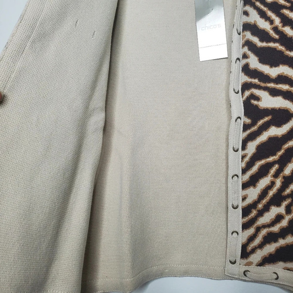 Chico's Sassy Animal Sandra Open Front Cardigan Sweater Size 0 Small US … - Picture 9 of 10